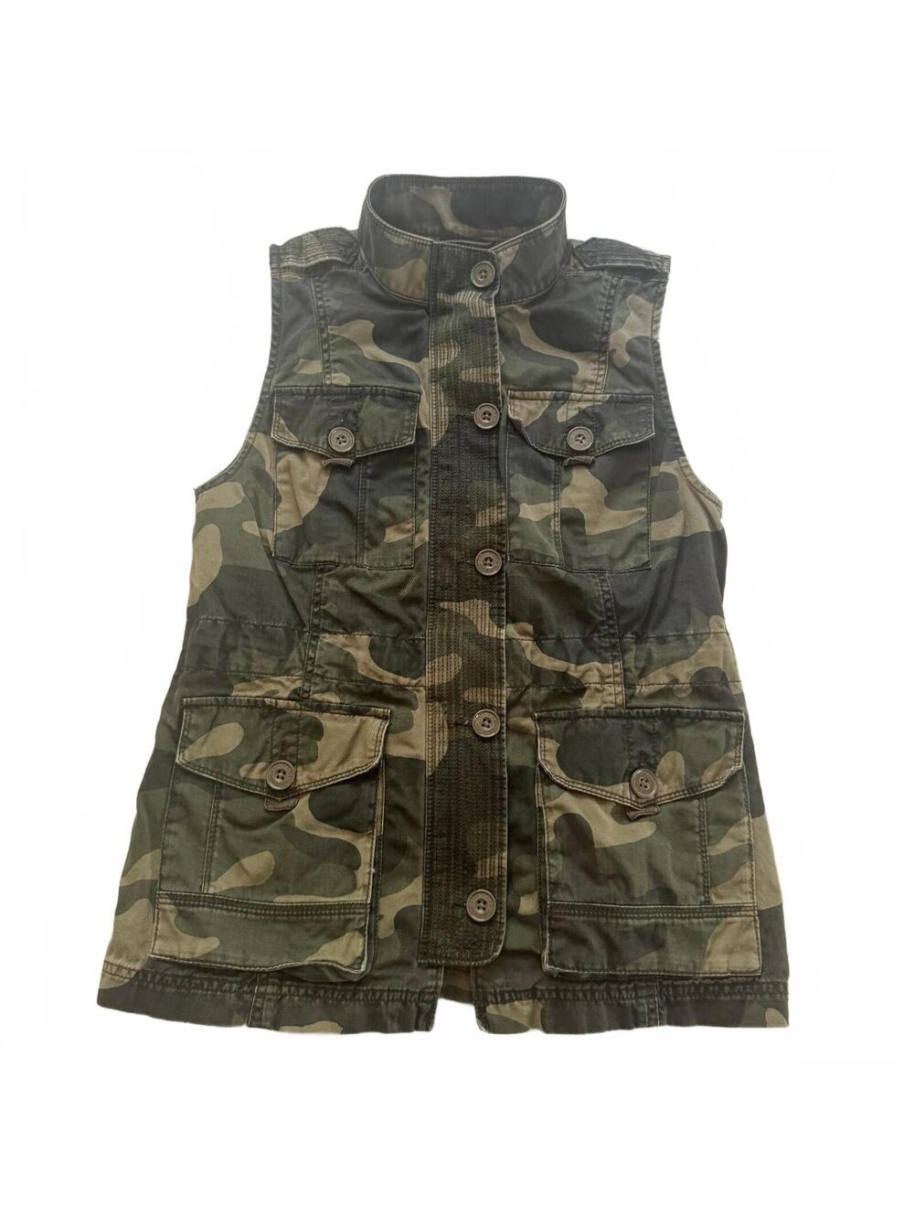 Abercrombie & Fitch Camo Utility Vest Medium M Camouflage Cotton Field Jacket